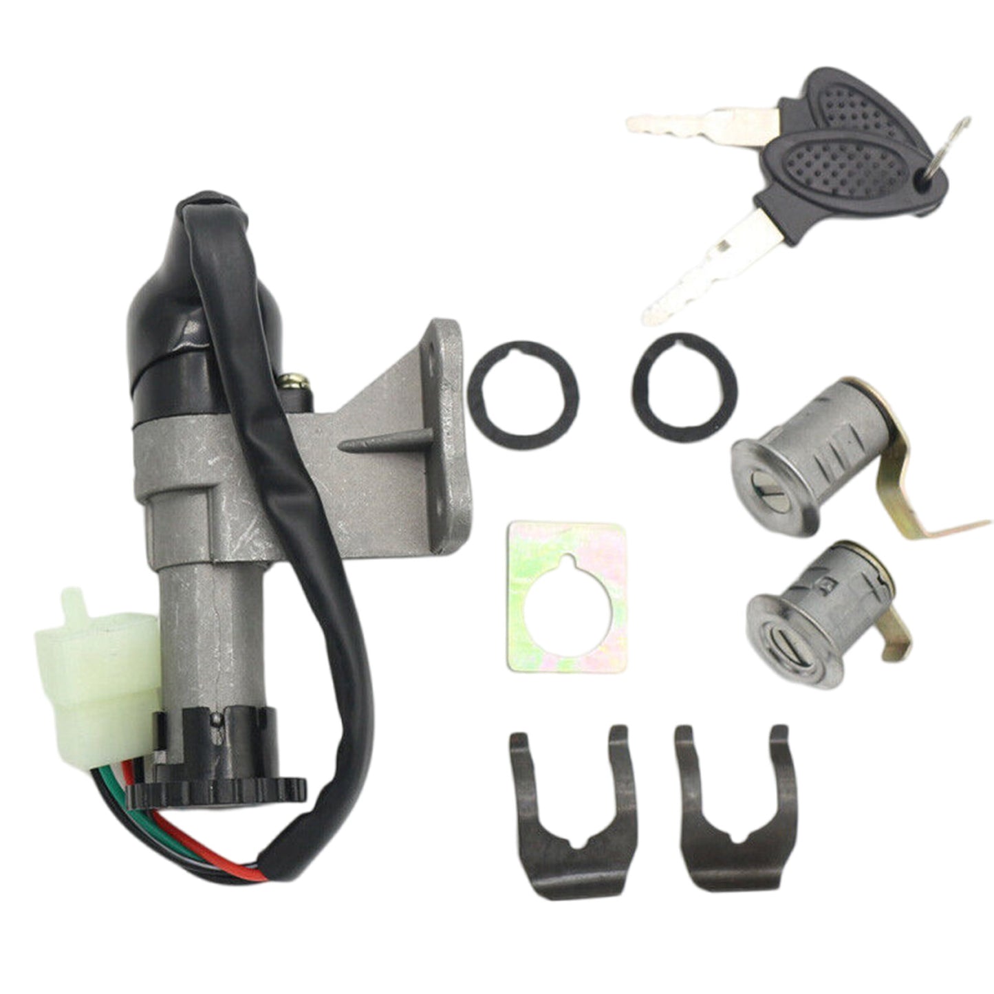 Motorcycle fuel filler cap ignition switch lock key for seat lock set suitable for 50-150cc Q