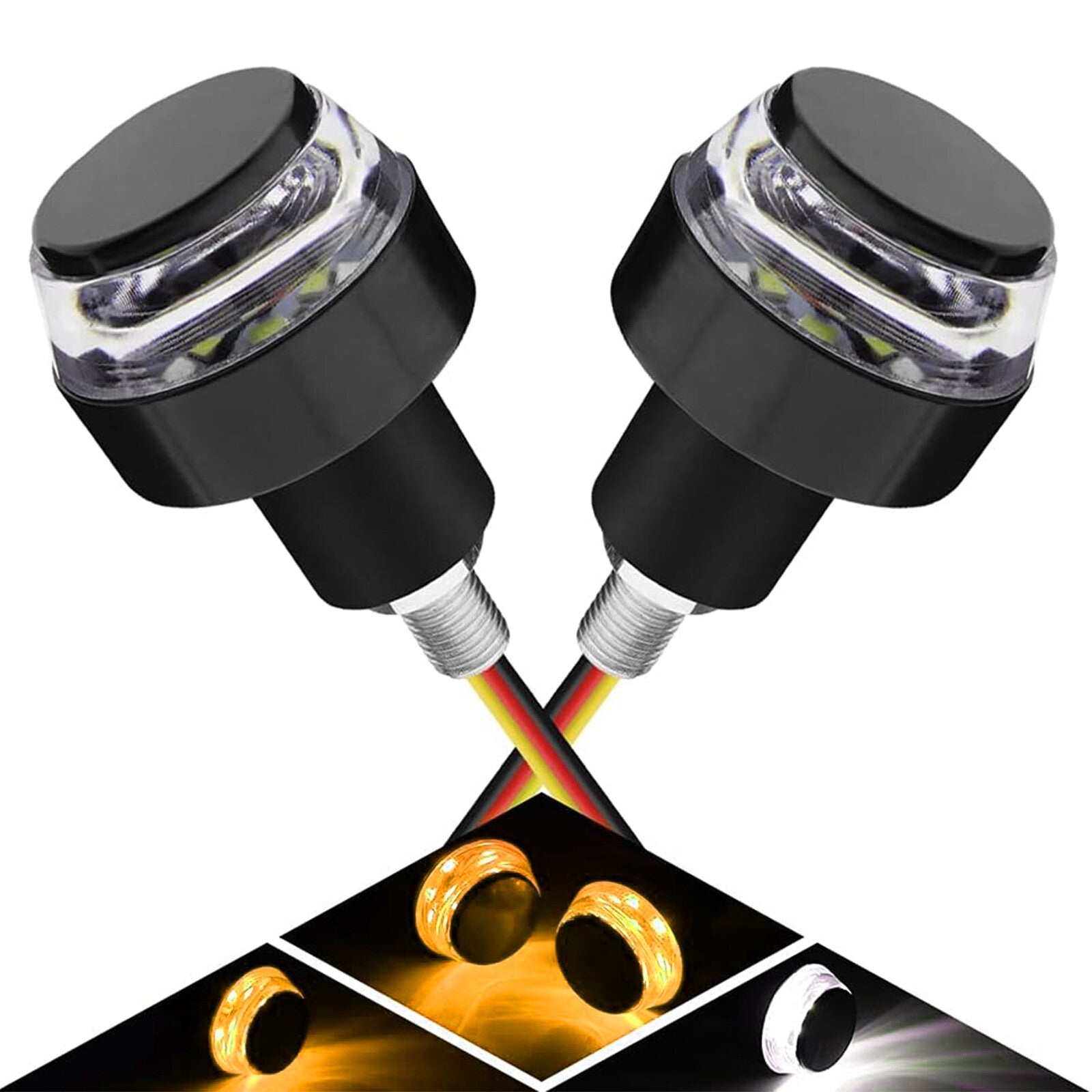 2pcs Motorcycle Motorbike Handlebar Turn Signals LED Light Indicators Handle Bar Q