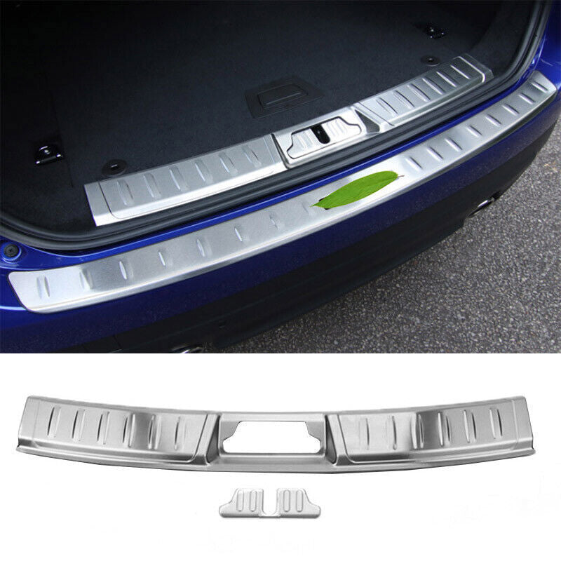 Rear Bumper Protector Sill Plate Cover for Jaguar F-PACE 2017-2023 Silver Steel