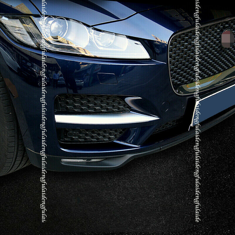 2X for Jaguar F-PACE 2016-2020 Silver Front bumper fog light decor strips trim