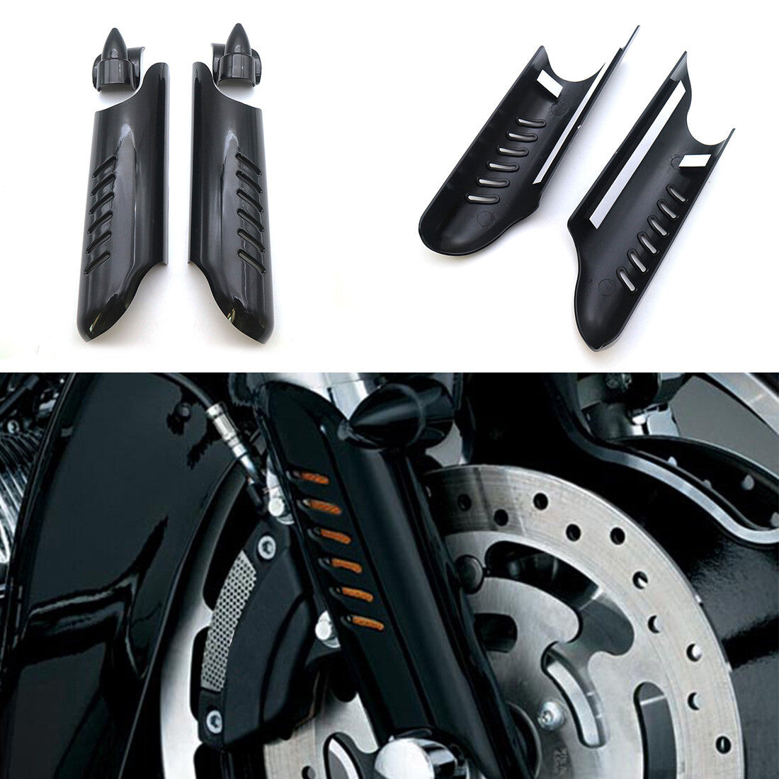 Black Fork Lower Leg Deflector Shield Cover for Harley Glide Road king 2000-2013 Q