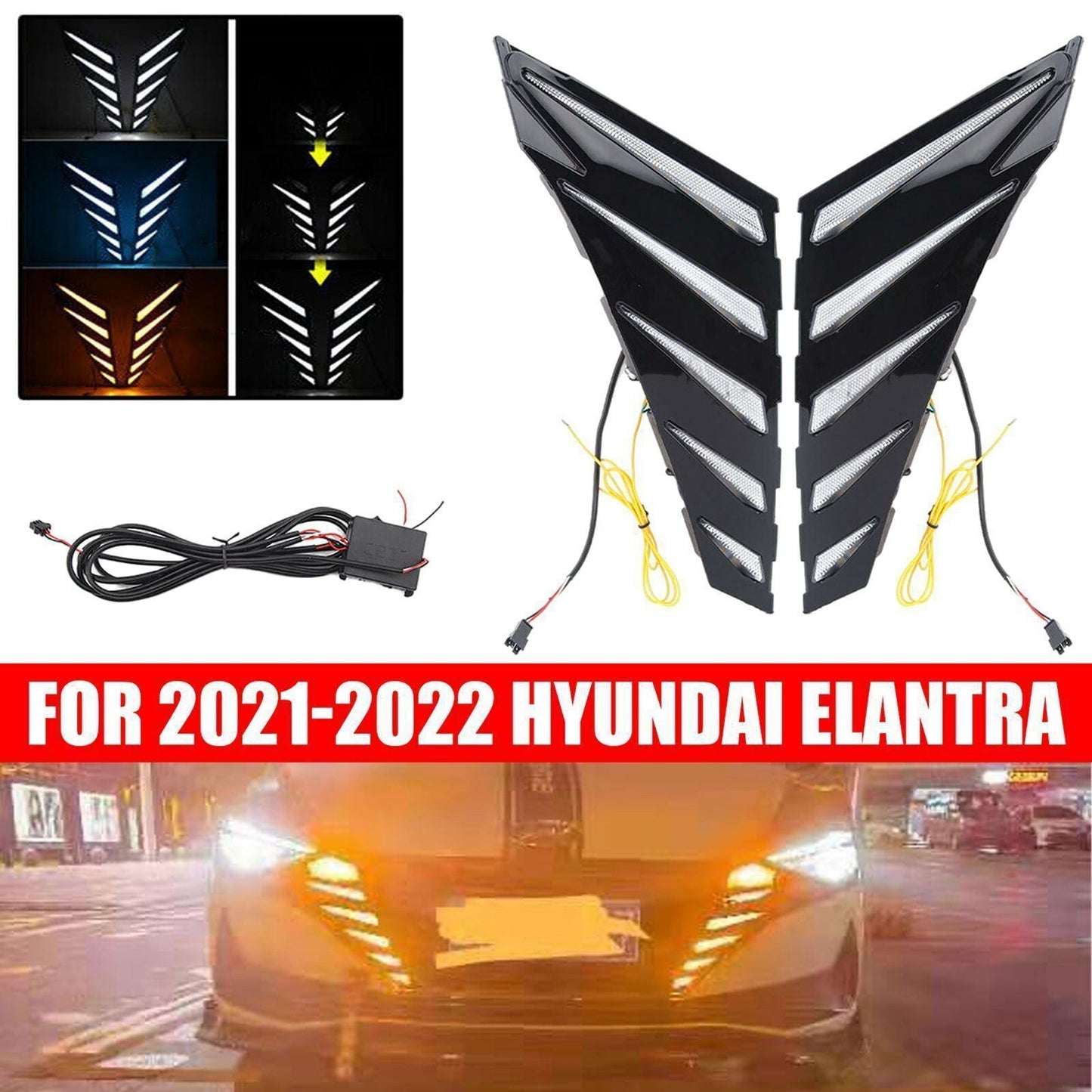 For 2021-2022 for Hyundai for Elantra Front Grille LED Side Turn Signal Driving Lights
