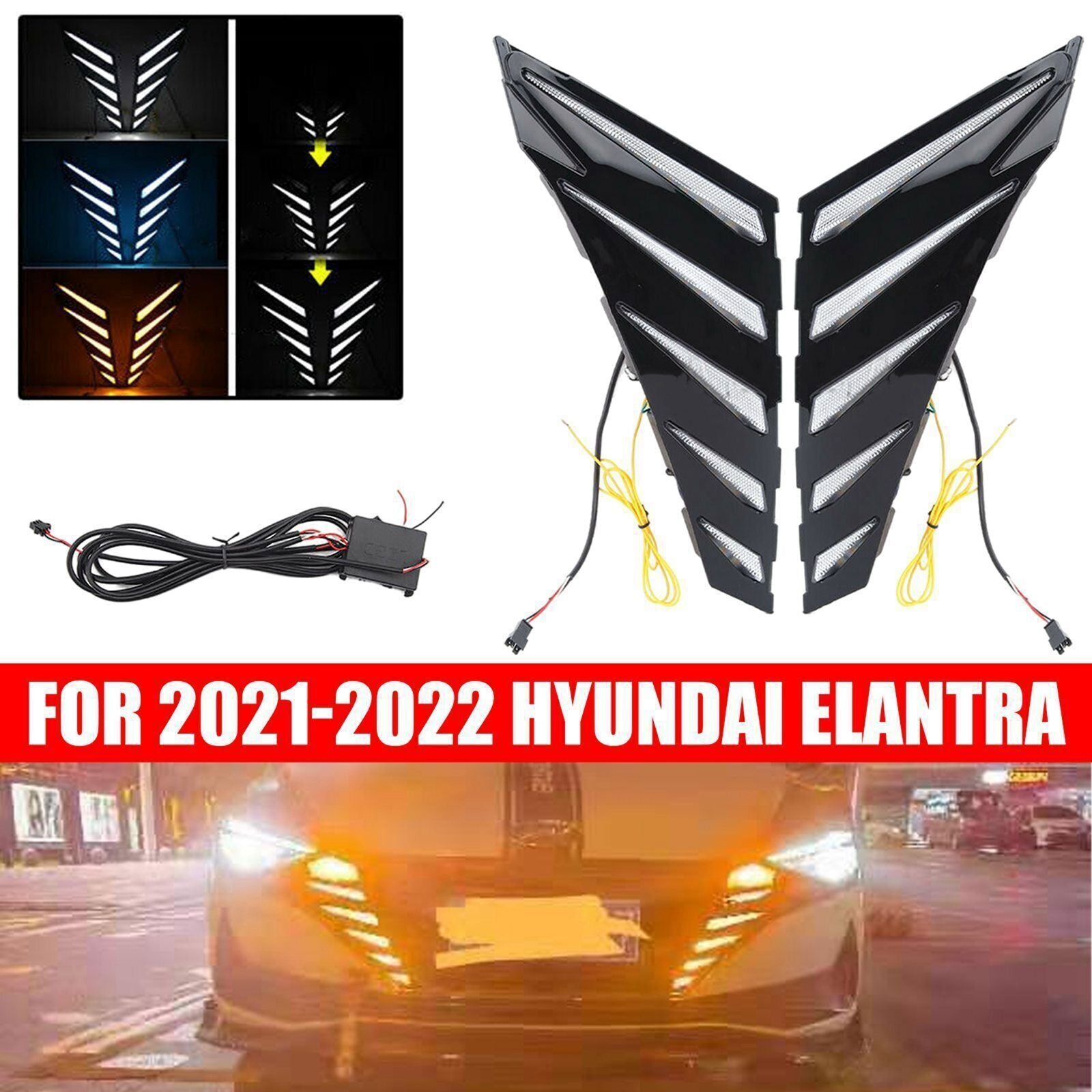 For 2021-2022 for Hyundai for Elantra Front Grille LED Side Turn Signal Driving Lights