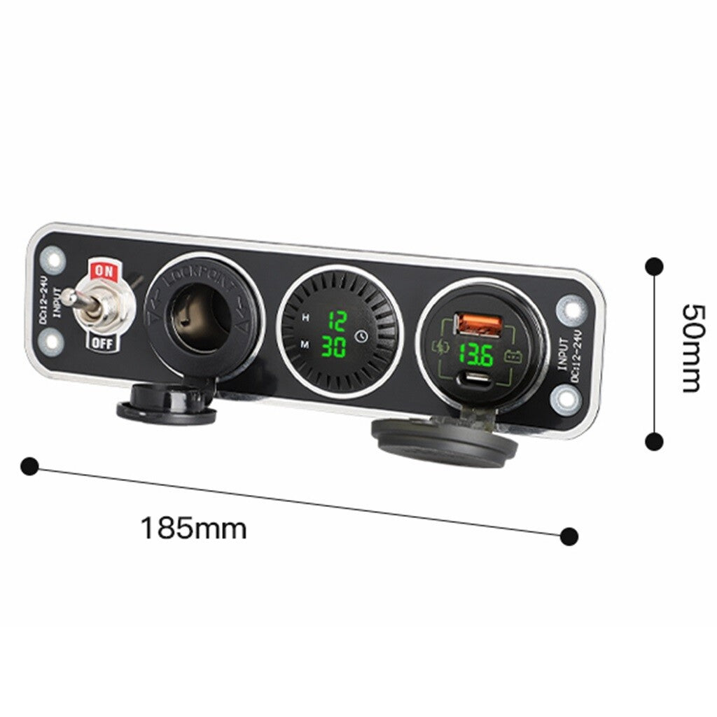 Joystick switch panel + voltmeter + clock USB fast charging socket suitable for cars and trucks. n