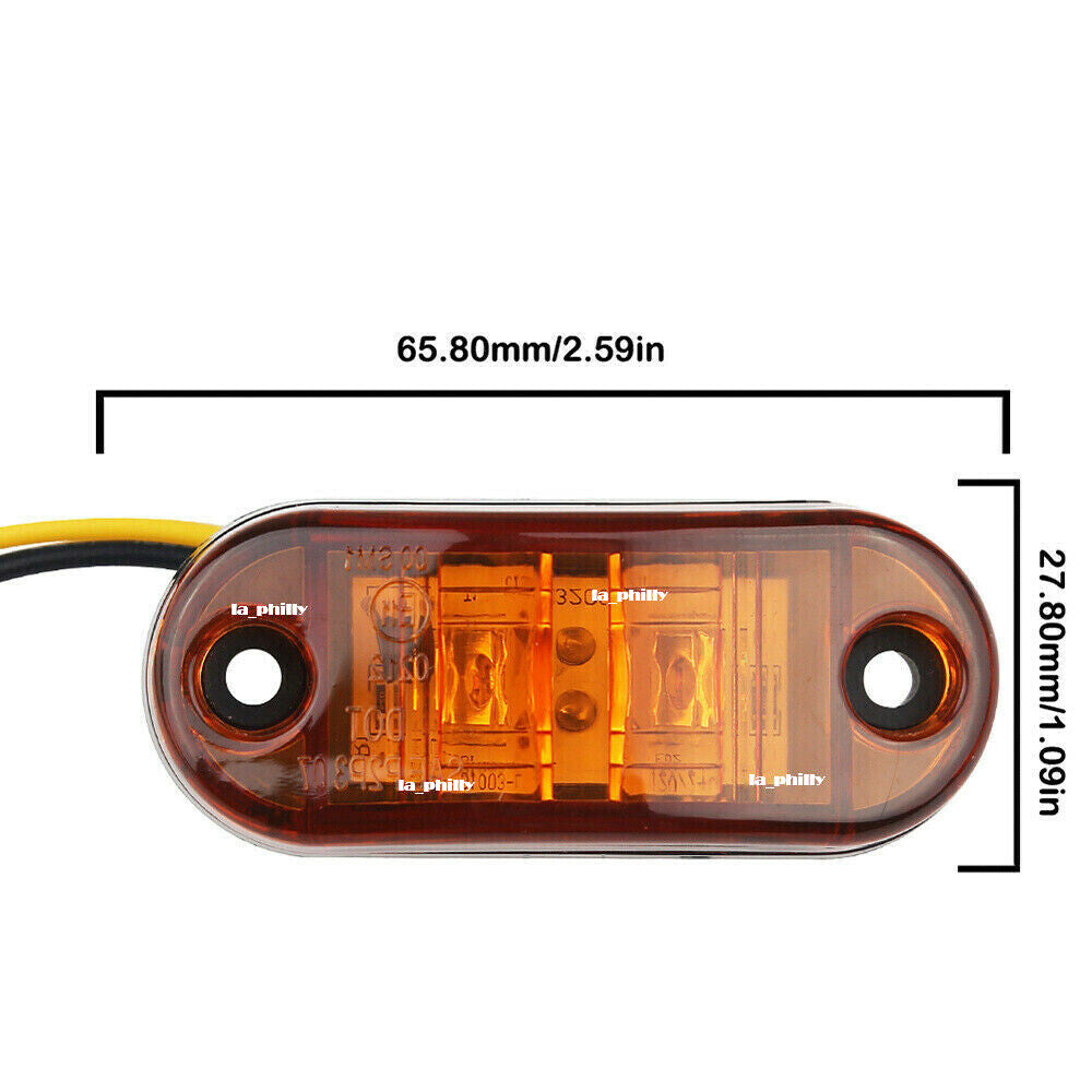2 LED 12V / 24V Vehicles Truck Lorry Side Marker Turn Lamp Lights-Yellow Q