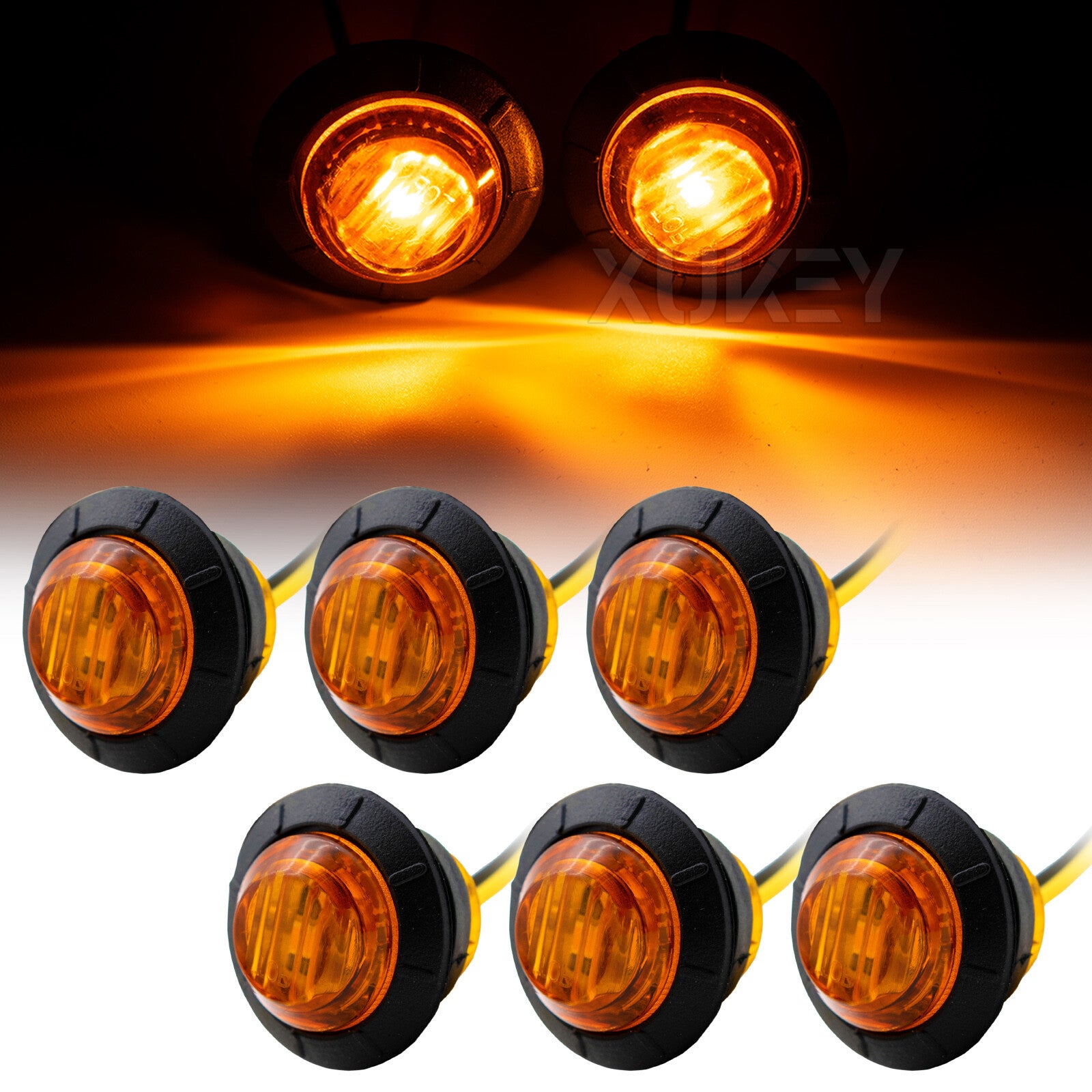 6x Round for Mini 3/4 Side Marker Indicators Light LED Bullet Lamp Truck Trailer