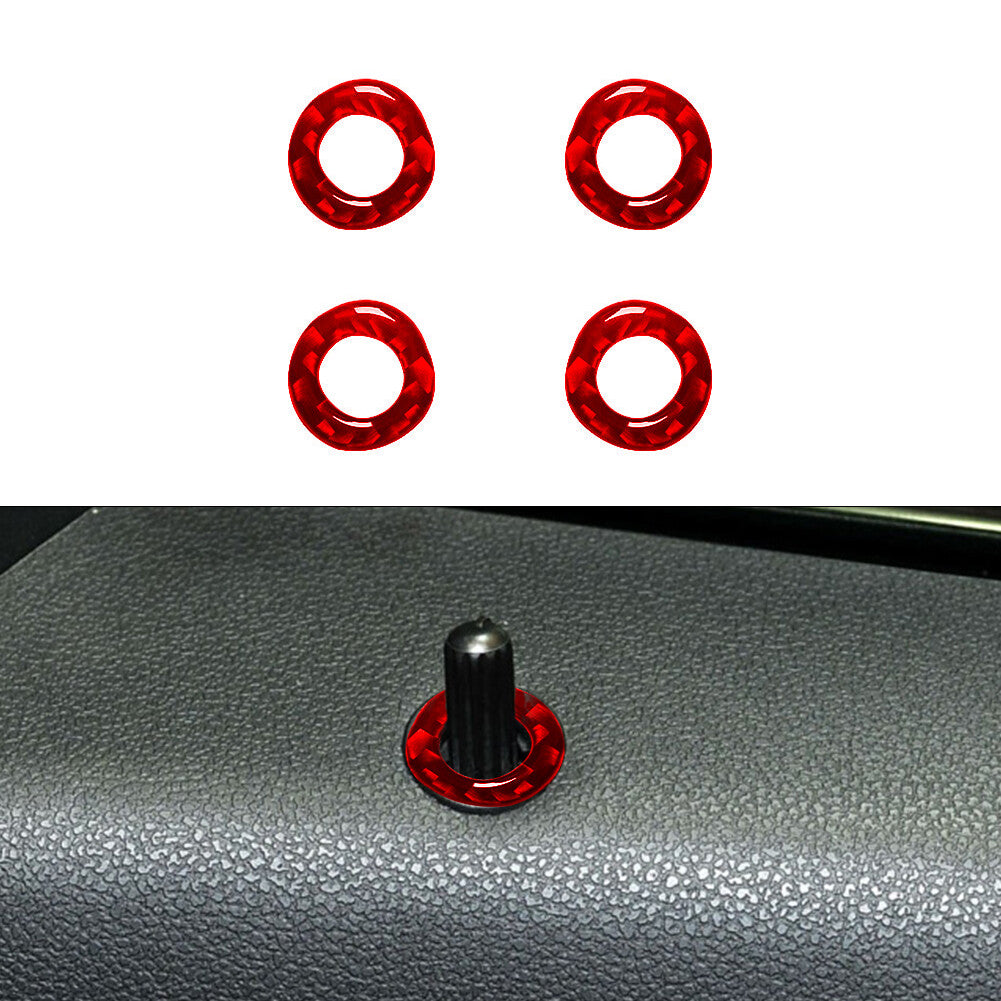 4Pcs Red Door Latch Trim Ring Cover Carbon Fiber for Mercedes R-Class 2009-2012