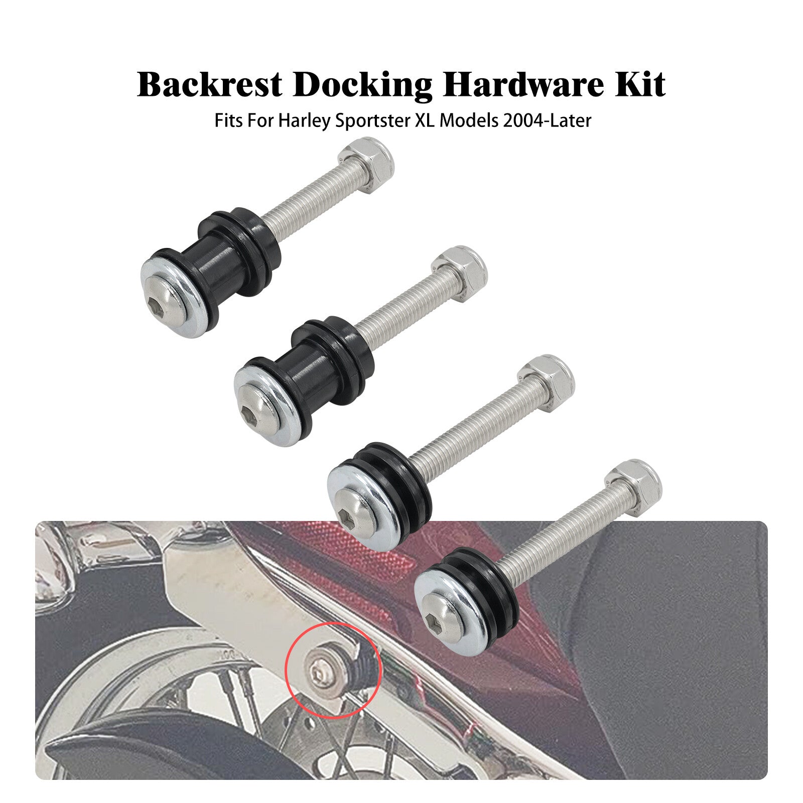 Detachable Sissy Bar Mounting Docking Hardware Kit for Harley Sportster 883 1200 Q