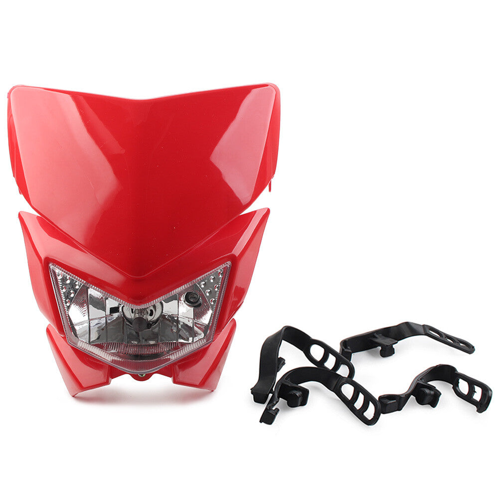 Red Motorcycle Front Headlight Head Lamp12v 35w Mx Enduro Dirt Trail Bike 250cc