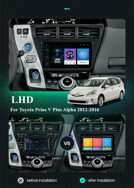 9-inch car radio with GPS, stereo head unit, Wifi, 2+32G, compatible with 12-16 year old Prius. Features include Android 10.1, and supports 32GB for RAM . n
