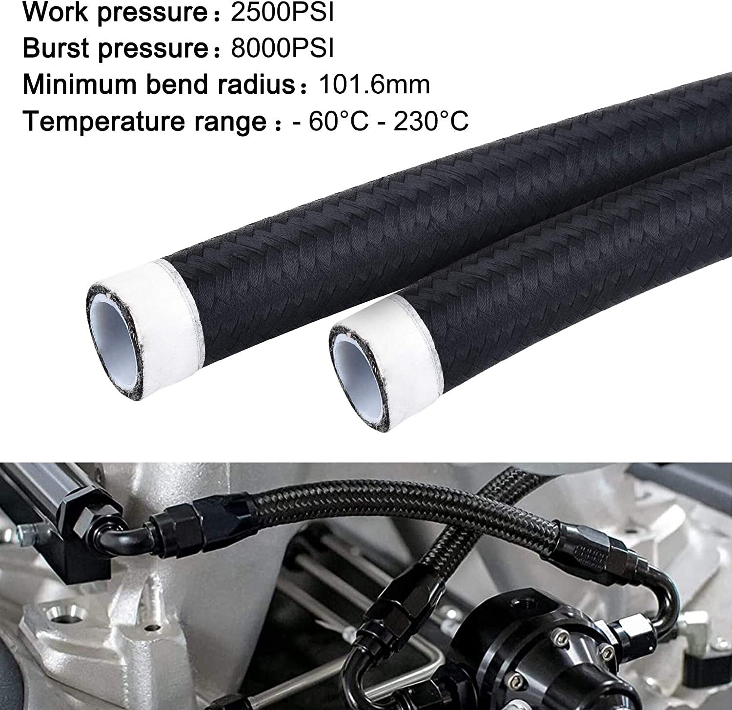 8AN Fuel Line Kit 16ft AN8 Accessories Nylon Braided 1/2 inch PTFE Fuel Hose for E85