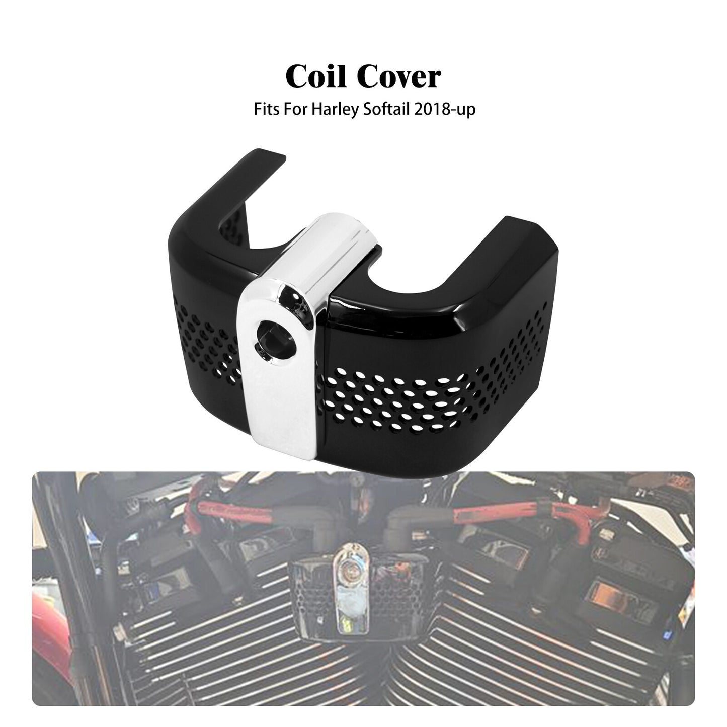 Black ABS Ignition Coil Cover for Harley Softail Breakout Street Fat Bob 18-2024 Q