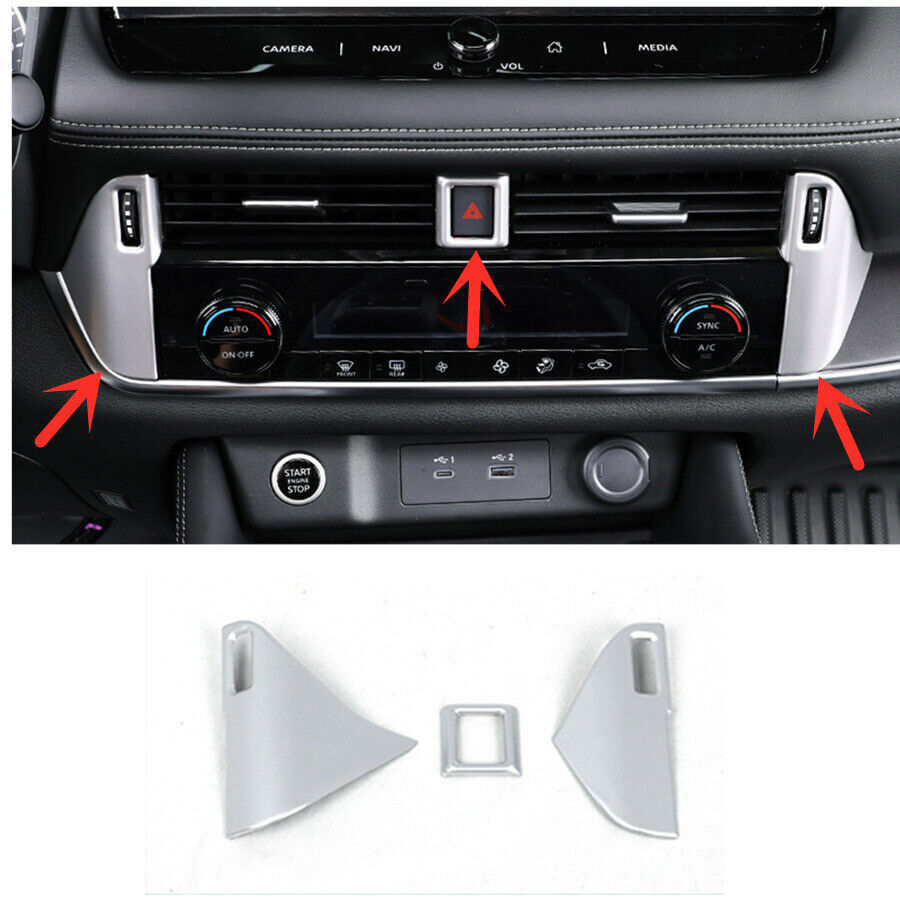 for Nissan Rogue 21-2023 Matte Silver Central Console Air Outlet Vent Frame Trim