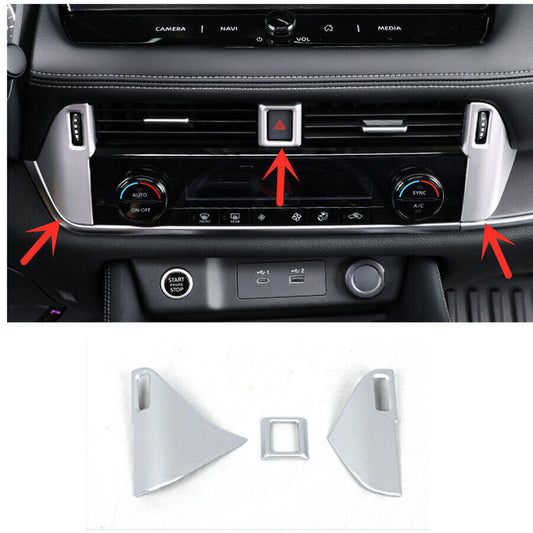 for Nissan Rogue 21-2023 Matte Silver Central Console Air Outlet Vent Frame Trim