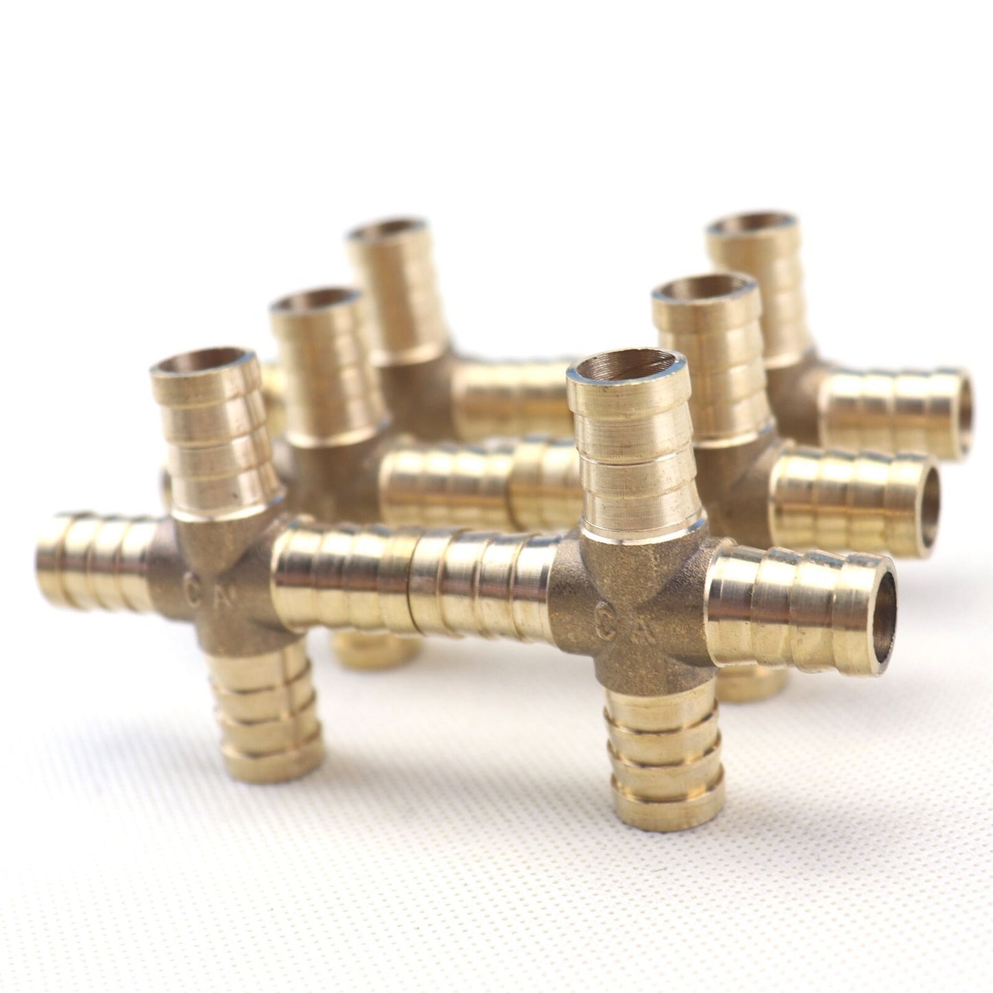 6-piece flexible hose rod, 4-way cross brass fitting, threaded for gas, fuel, water, and air, 1/2 12mm