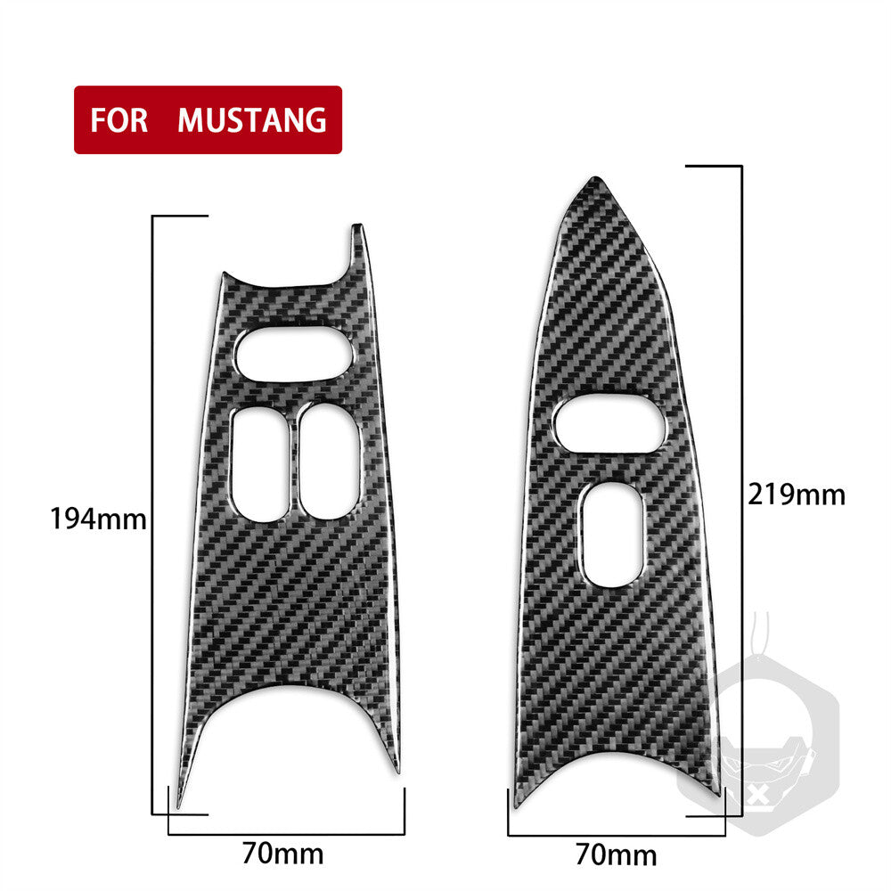 Carbon Fiber Window Lift Switch Button Panel Trim Fit for Ford for Mustang 1996-2003