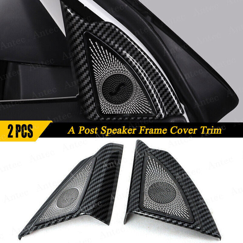 For Toyot@a Highlander 21-2023 Carbon Fiber ABS A Post Speaker Frame Cover Trim n