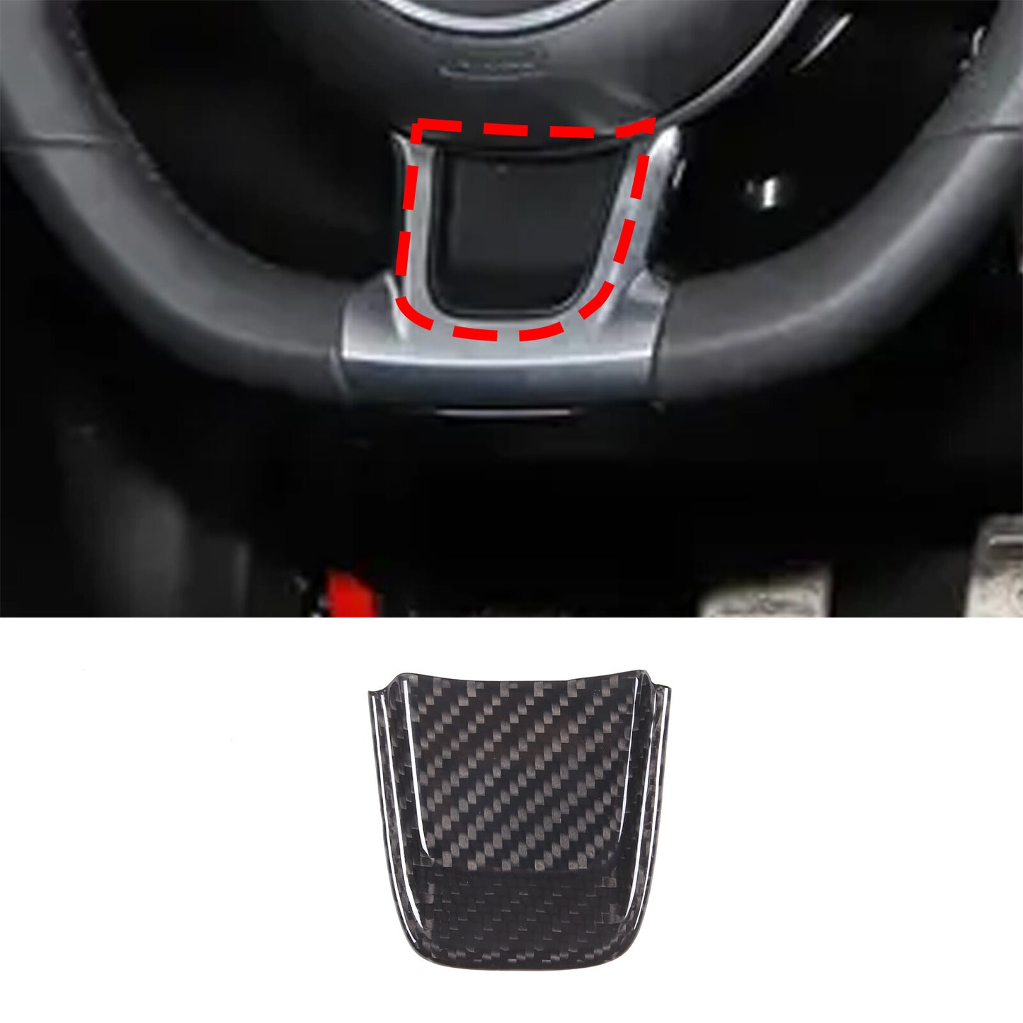 Steering wheel panel cover REA, carbon fiber black, suitable for Fiat 500 595 2020-2023- n