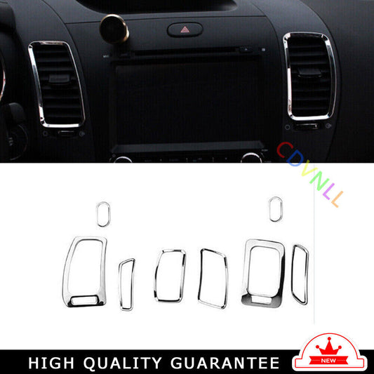 Middle LR Up Air Outlet Vent Cover Trim for Kia K3 Forte 2014-2018 Chrome Steel