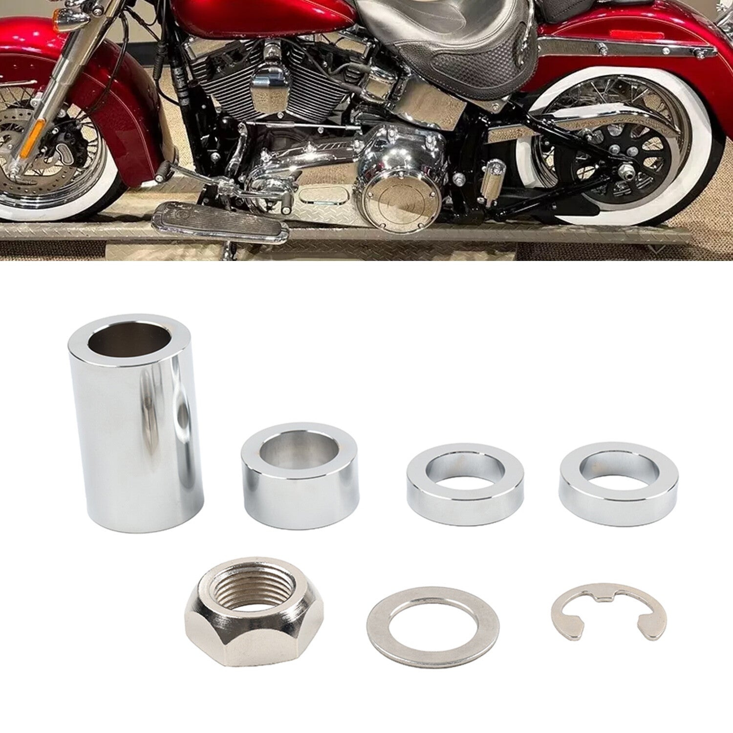 Motorcycle Rear Axle Nut Spacer Kit for Harley Softail FLST FSXT 2008+
