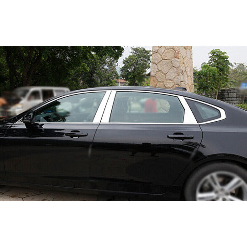 Chrome Pillar Posts for Volvo S90 2017-2022 8pc Set Door Trim Mirror Cover Kit