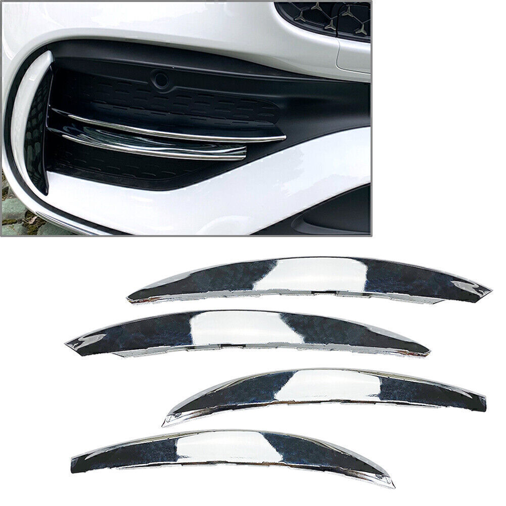 for Benz C-Class W206 Chrome Front Bumper Splitter Fins Body Spoiler Canards