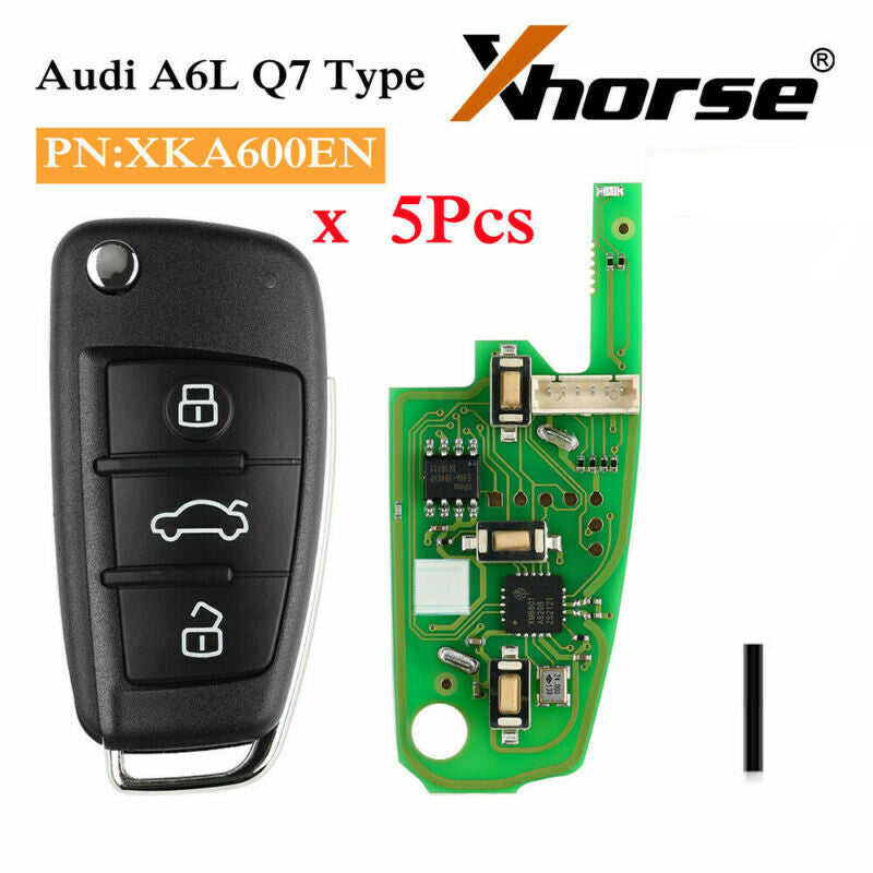 5Pcs XKA600EN Wire Remote Key for Audi A6L Q7 Flip 3 buttons Silicagel HK