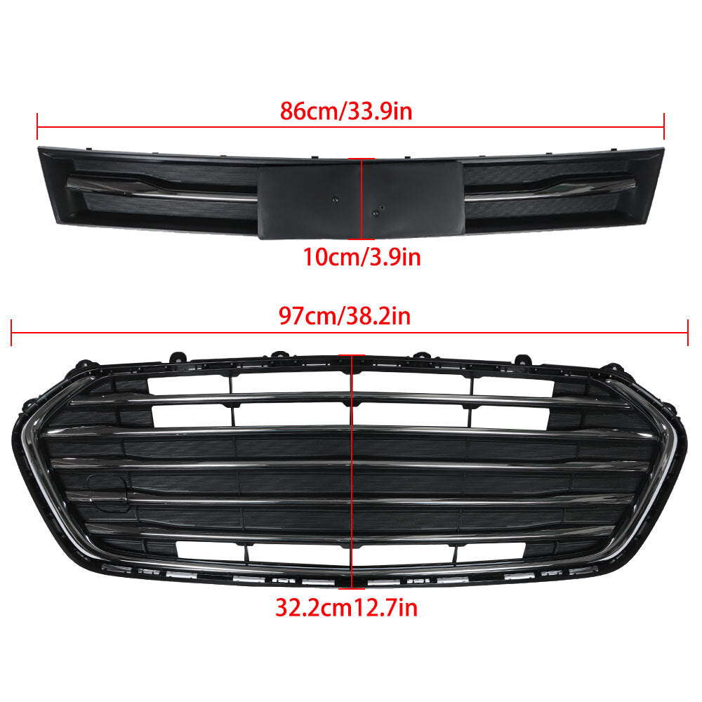 2-Pack Black Plastic Front Bumper Upper and Lower Grilles for 2017-2020 Trax n