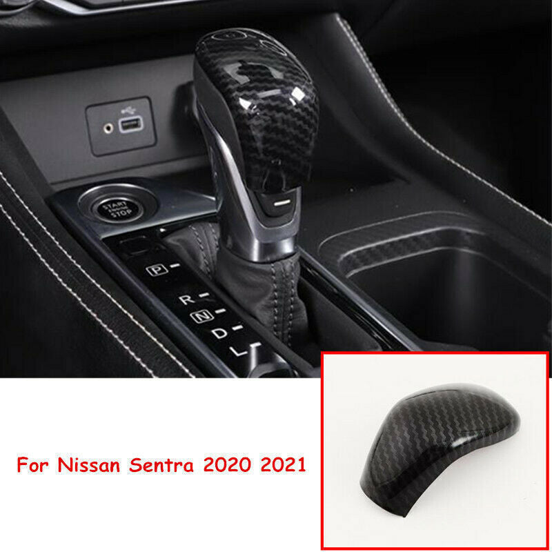 ABS Carbon Fiber Inner Gear Shift Knob Decor Cover Trim for Nissan Sentra 20-22
