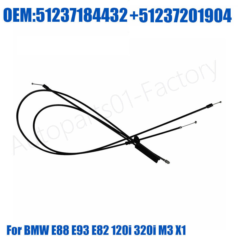 Set of 2PCS Hood Latch Lock Release Cable for BMW E88 E93 E82 120i 320i M3 X1