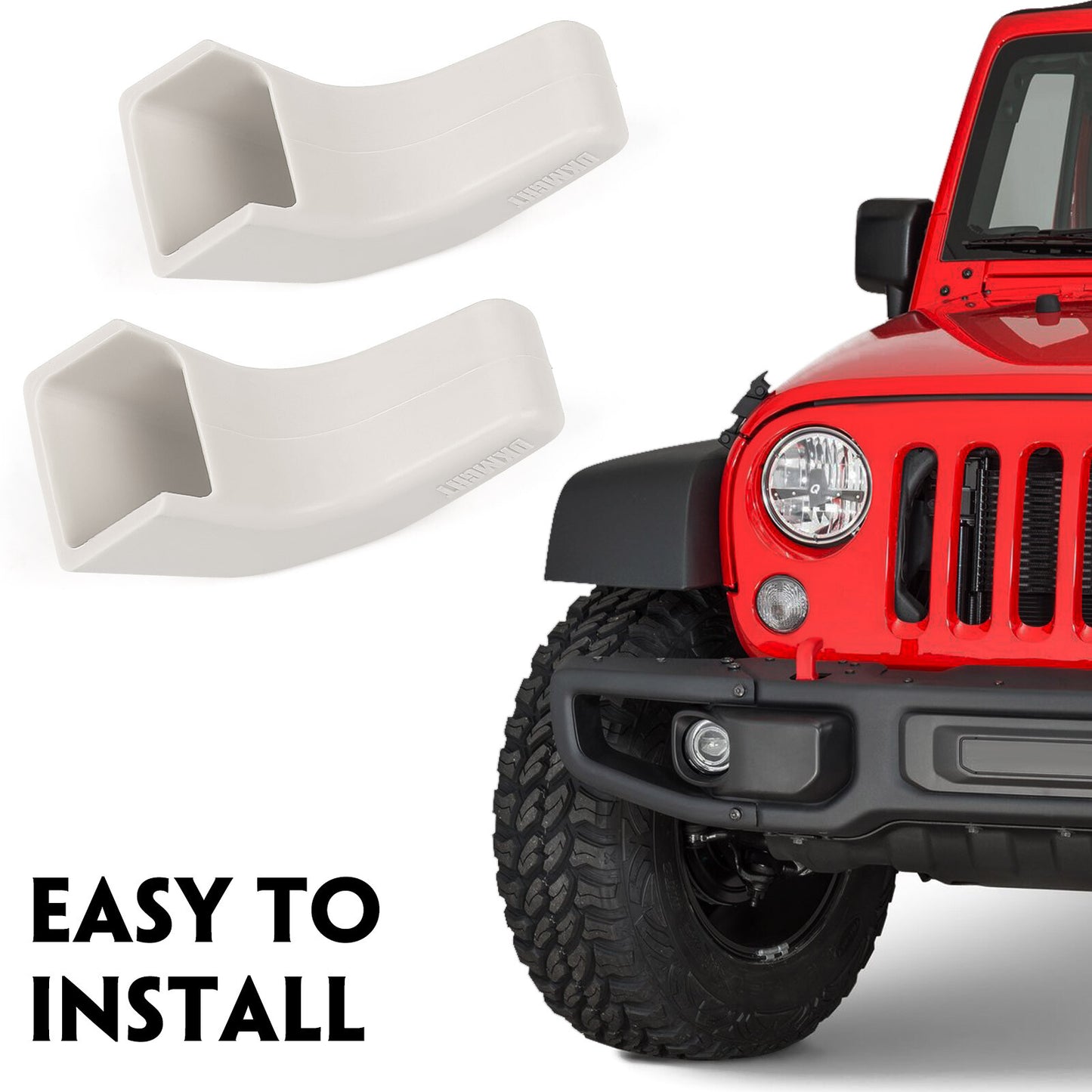 White bumper tow hook cover (upgrade) for 07-23 for Jeep for Wrangler JK/JL Gladiator models. Q