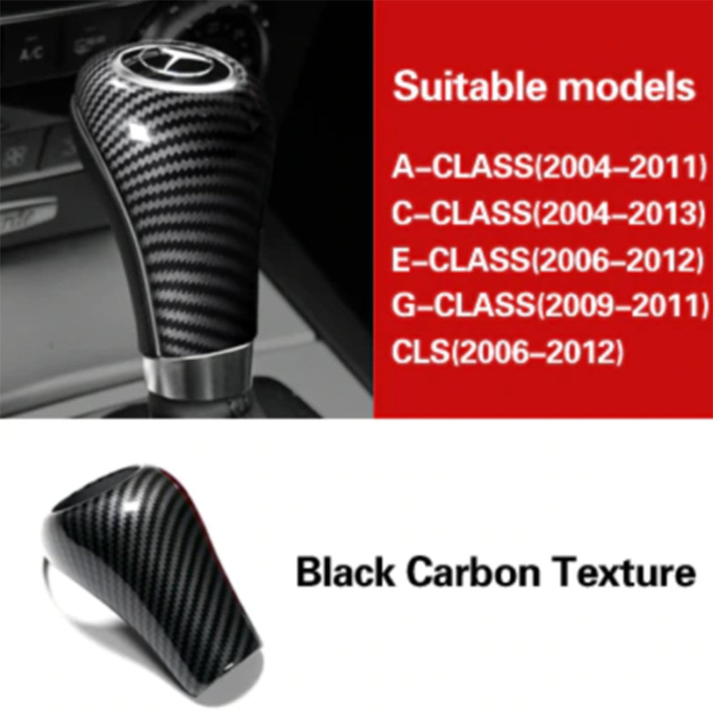 for Mercedes-Benz W212 204 Gear Shift Lever Knob Cover Carbon Fiber Texture Trim