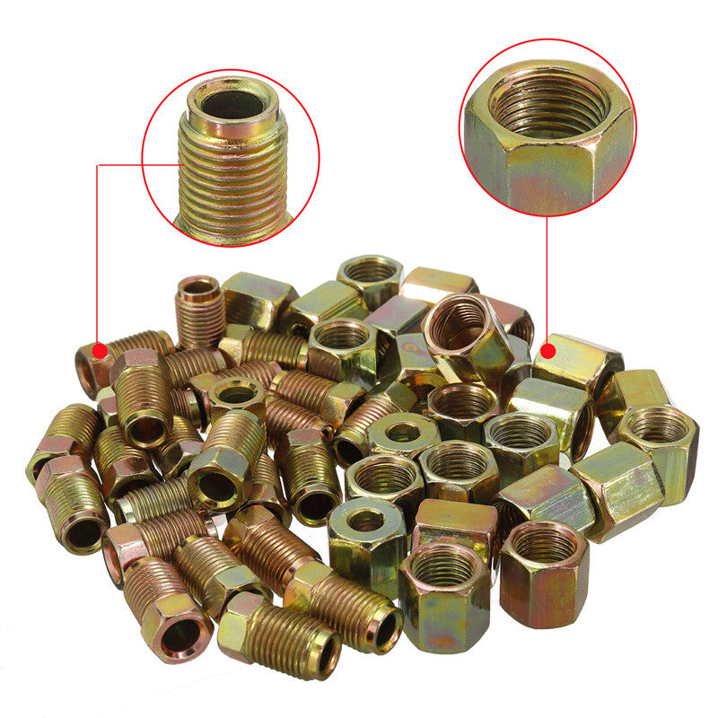 US 50¡ÁThreads Fittings Assortment for 3/16 Brake Line Tube 25 Unions 25 Nuts v