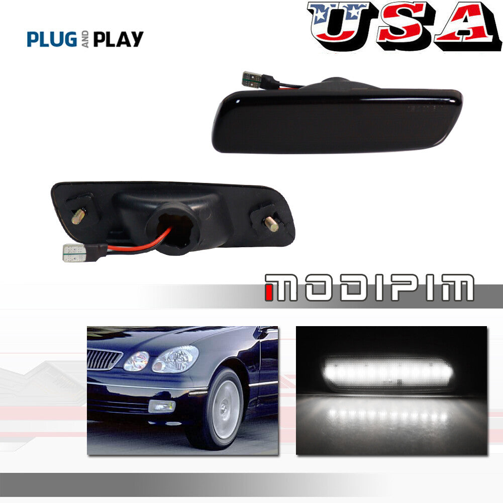 Dark Smoke Front White SMD LED Side Marker Light Set for for Lexus for Scion - v