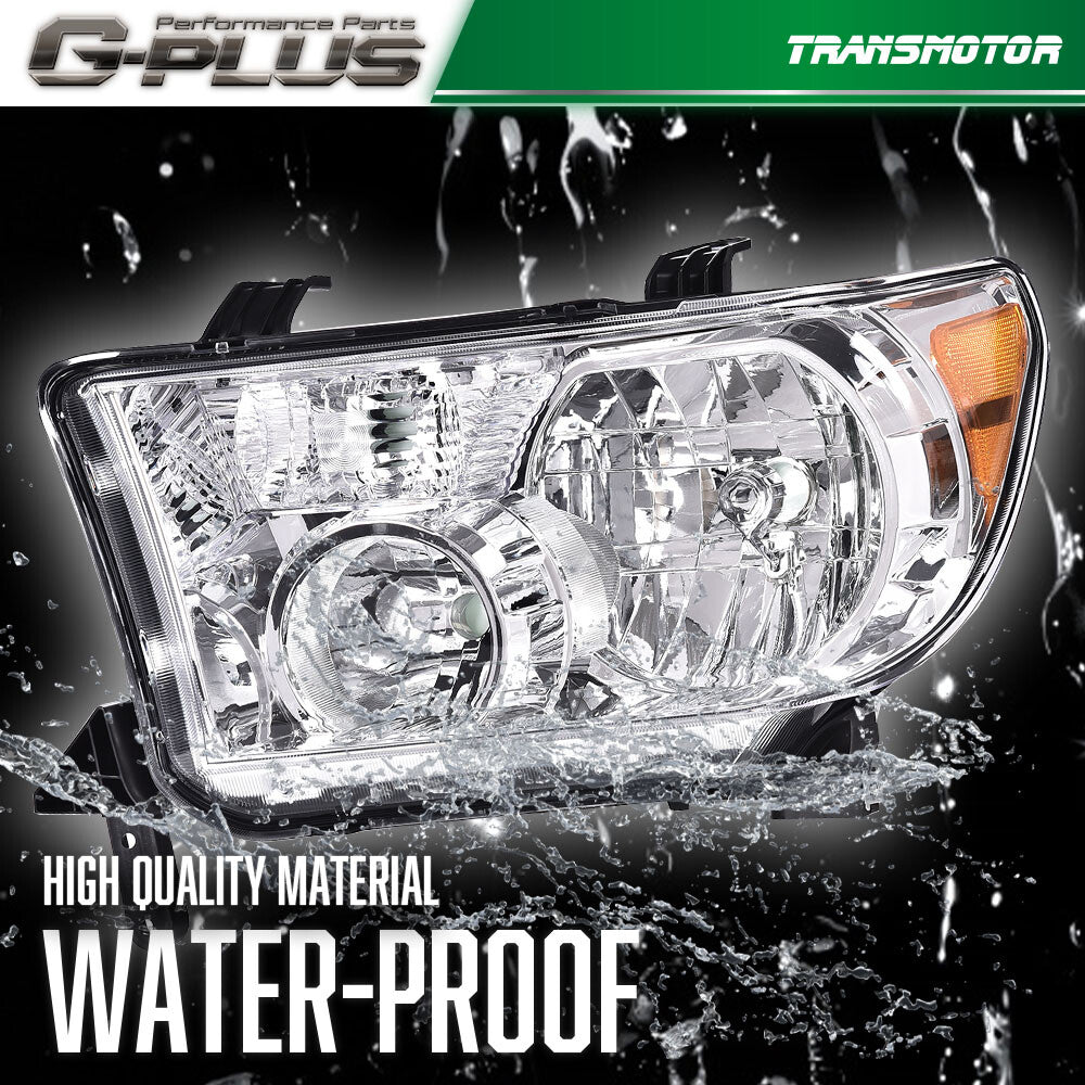 Amber-cornered chrome headlights are suitable for 2007-2013 for Toyota Tundra and 2008-2017 Sequoia.