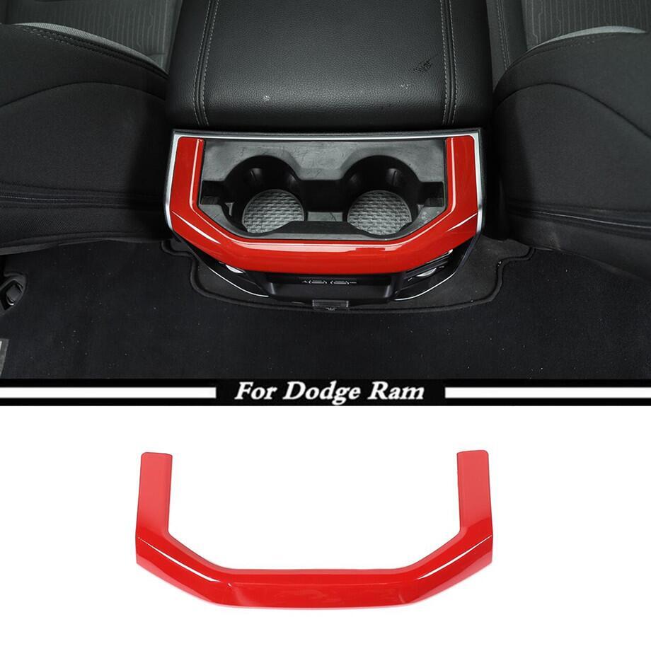 For 2019-2022 for Dodge for RAM 3500 ABS Red Interior Rear Cup Holder Panel Trim Bezels v