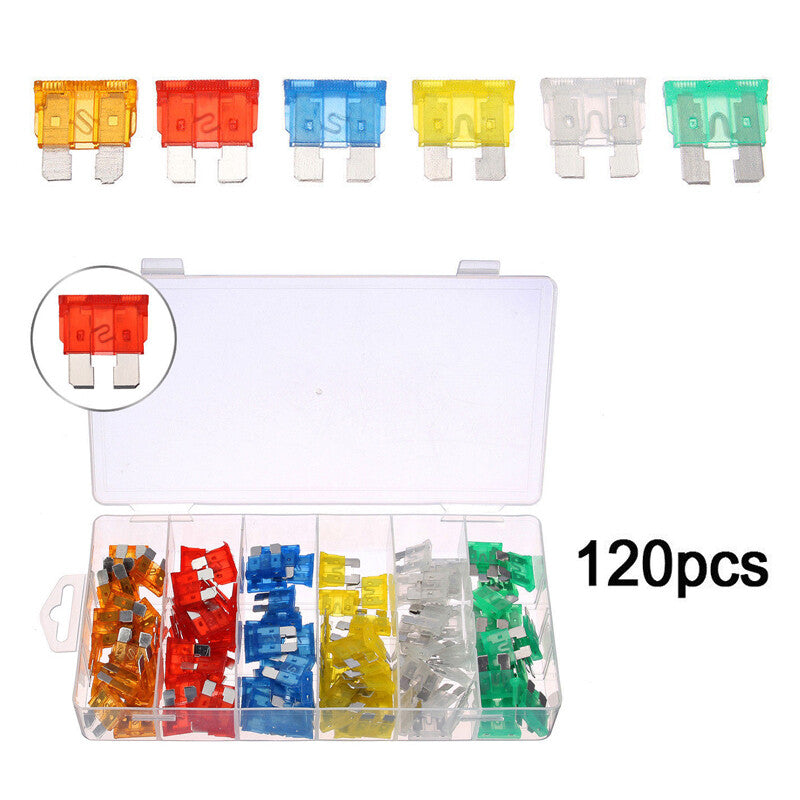 120pcs Car Blade Fuse Box Assortment Fuses for Truck RV SUV Boat Motorcycle Part v