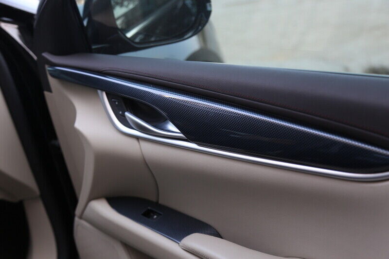 Car Inner Door Panel Cover Trim Fit for Cadillac XTS 2013-17 Black Carbon Fiber