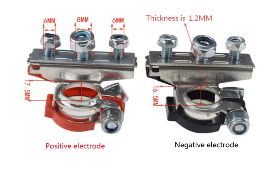 3 Way Car Battery Terminal for Heavy Duty Clamp Positive & Negative Connectors