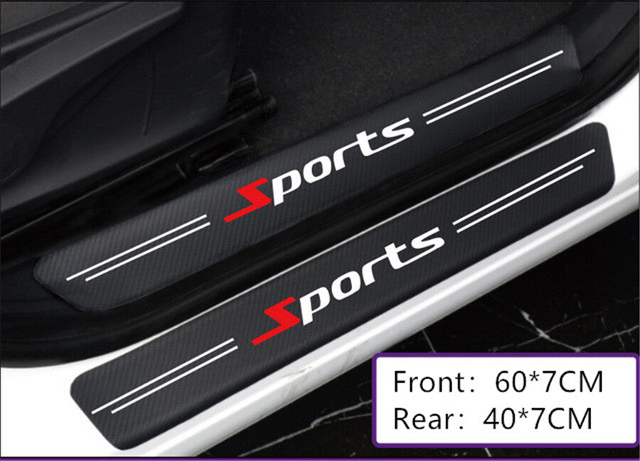 5x Carbon Fiber Sport Style Car Trunk Protector Door Scuff Sill Cover Panel Step