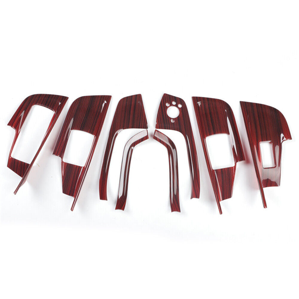 Car Glass Window Lifting Lock Panel Trim 8PCS Fit for Audi A6L 12-2018 Red Wood