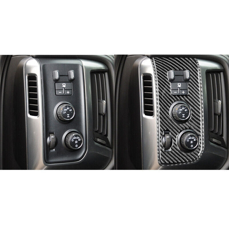 2014-18 Carbon Fiber Headlight Switch Panel Trim for Chevy Silverado for GMC SAW