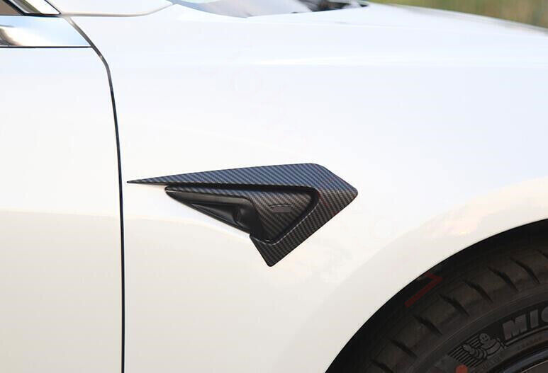 For Model 3 2019-2023 Matte Carbon ABS Look Side Camera Spoiler Cover n