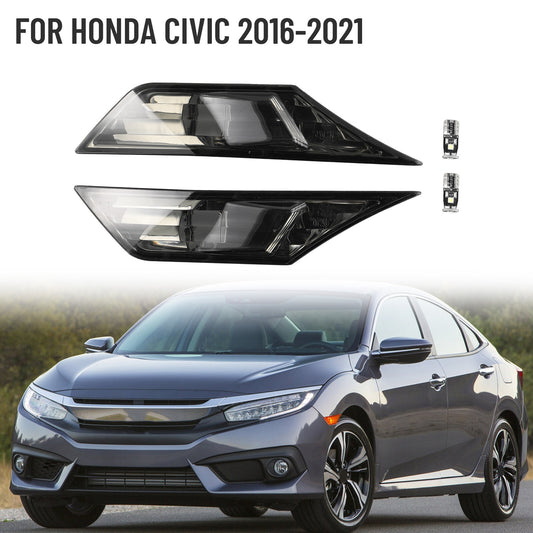 Smoked Lens LED Side Markers Turn Signal Light Lamps for Civic 2016-21 v