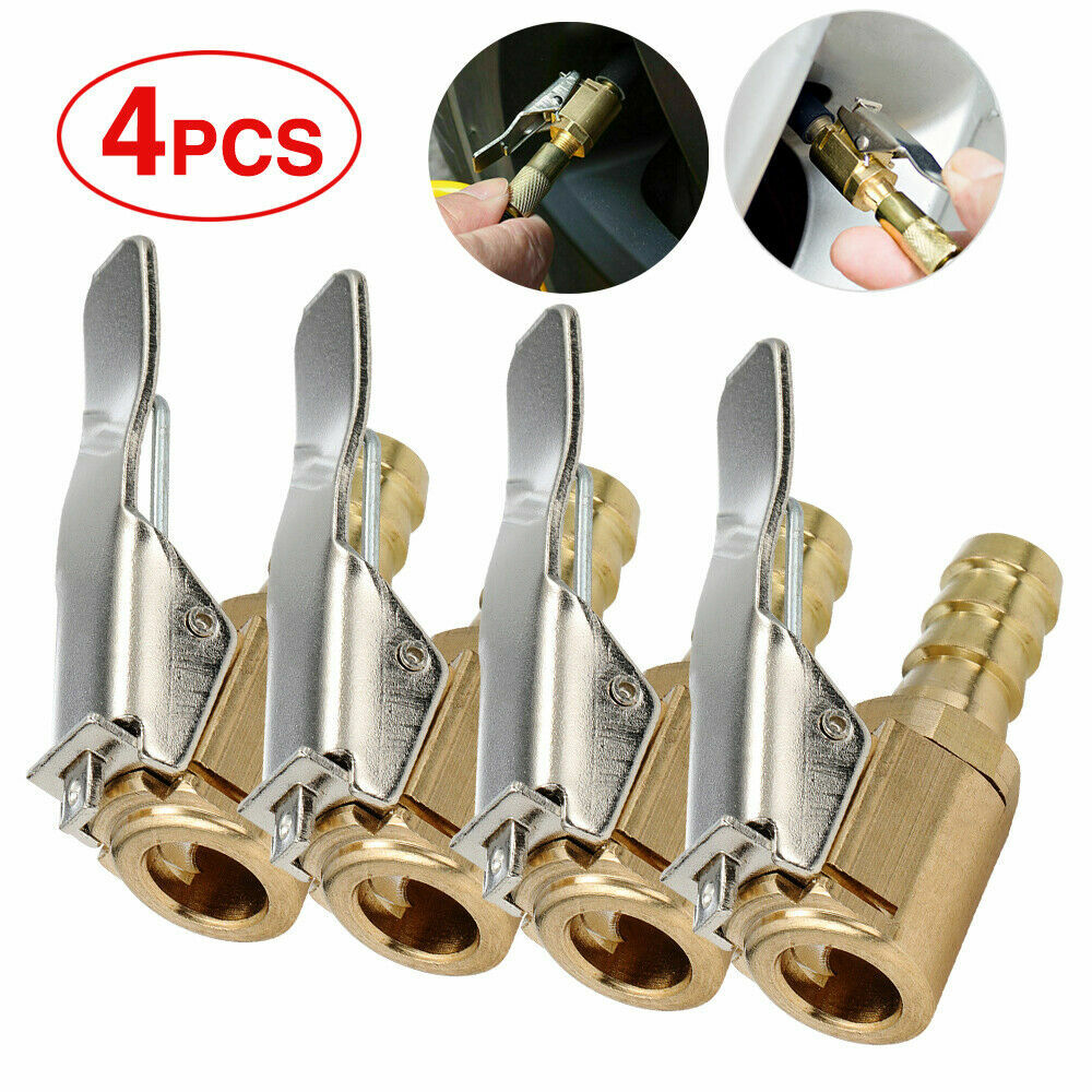 4x 8mm Car Tyre Wheel Tire Air Chuck Inflator Pump Valve Clip Connector Brass