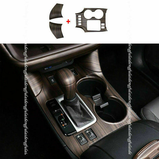 Wood Grain Gear Box Shift Cup Holder Panel Cover for Toyota Highlander 2014-2019