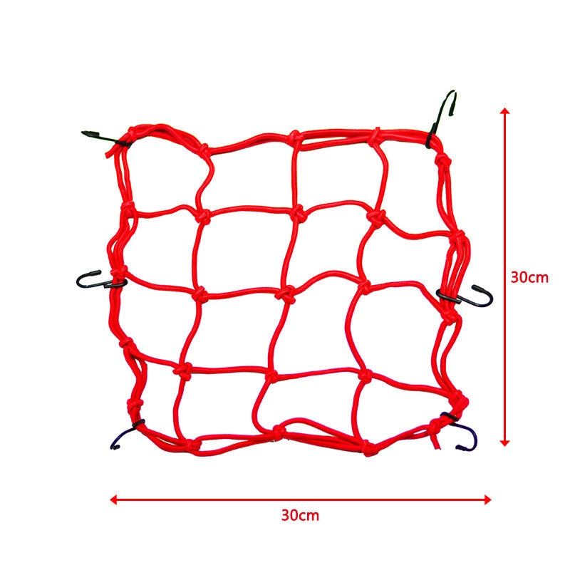 30*30CM Motorcycle Elasticated Luggage Cargo Net Strong Webbing Straps Tie Red Q