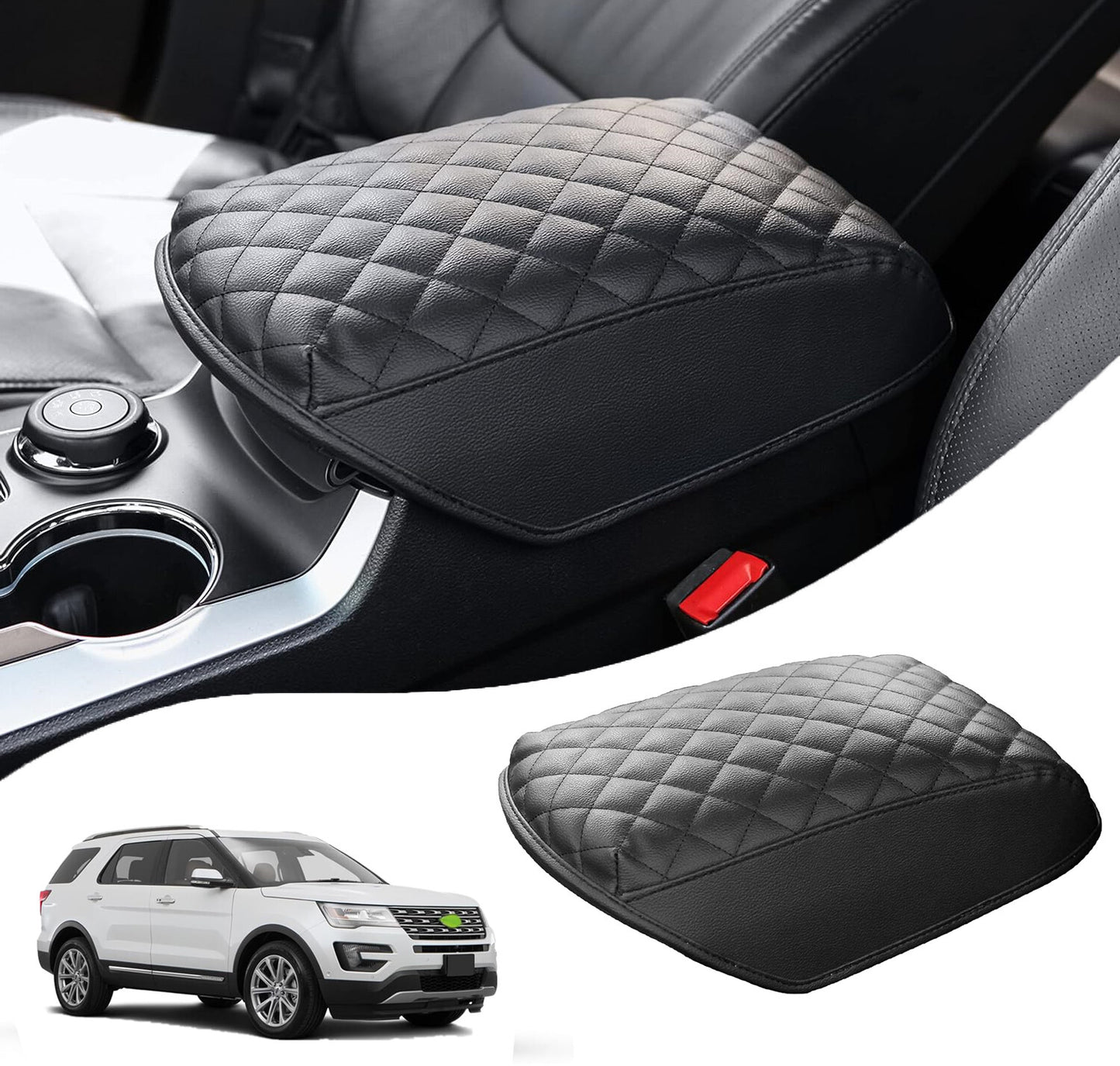 Leather-covered center console armrest backrest cushion for 2011-2019 Explorer vehicles. n