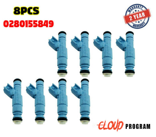 8 Pcs Fuel Injectors 0280155849 For 01-2007 for Jeep for Dodge for Chrysler 4.7L V8 New v