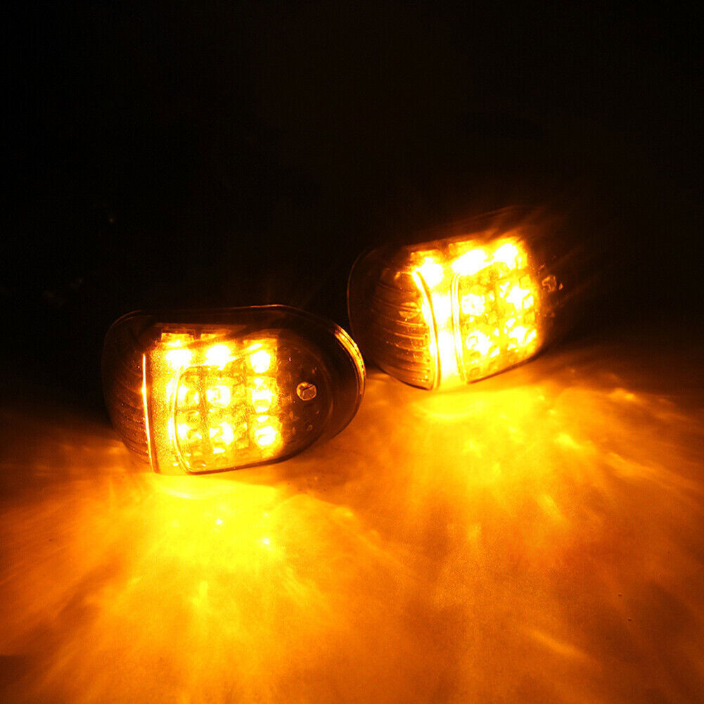 2pcs 9 LED Flush Mount Turn Signals Amber Indicators Lights Motor Universal Car